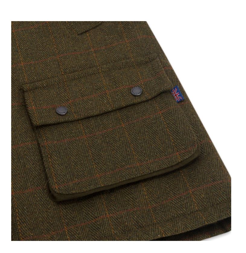 NU !!   50% RABATT*****  Engelsk Tweedväst- Tweed Waistcoat  With Moleskin Shoulder Patch DARK SAGE - 7
