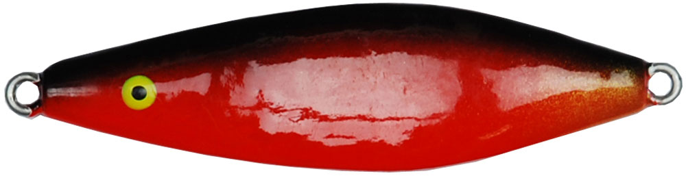 This small spoon lure is an immensely popular lure for rainbow trout and other introduced fish. Casts long, red black