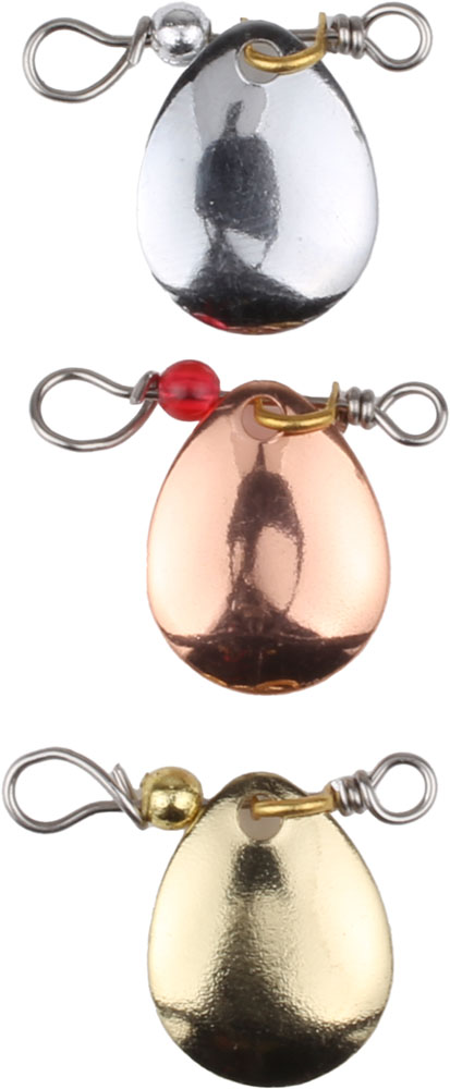 Spinner spoons to put in front of the bait. Designed to attach in front of the Vicke but works great on most baits