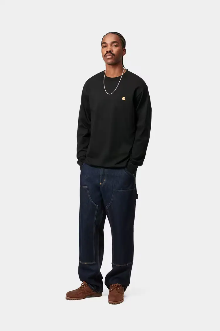 Carhartt WIP Chase Långärmad T-shirt Black/Gold - 4