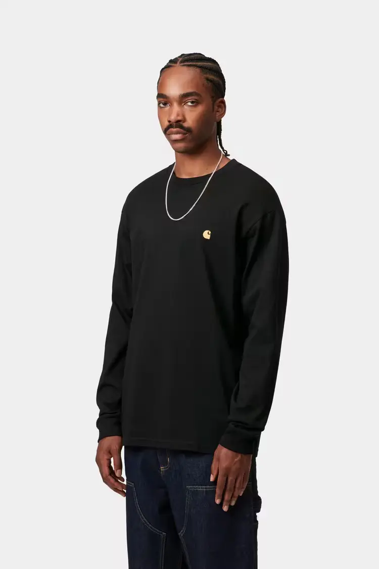 Carhartt WIP Chase Långärmad T-shirt Black/Gold - 2