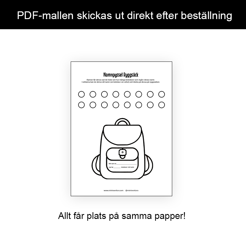 namnpyssel skolpyssel ryggsäck