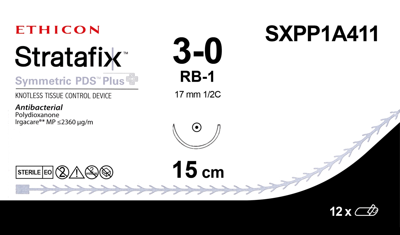 Stratafix symmetric PDS Plus 3-0,  SXPP1A411,   RB-1 15 cm purple