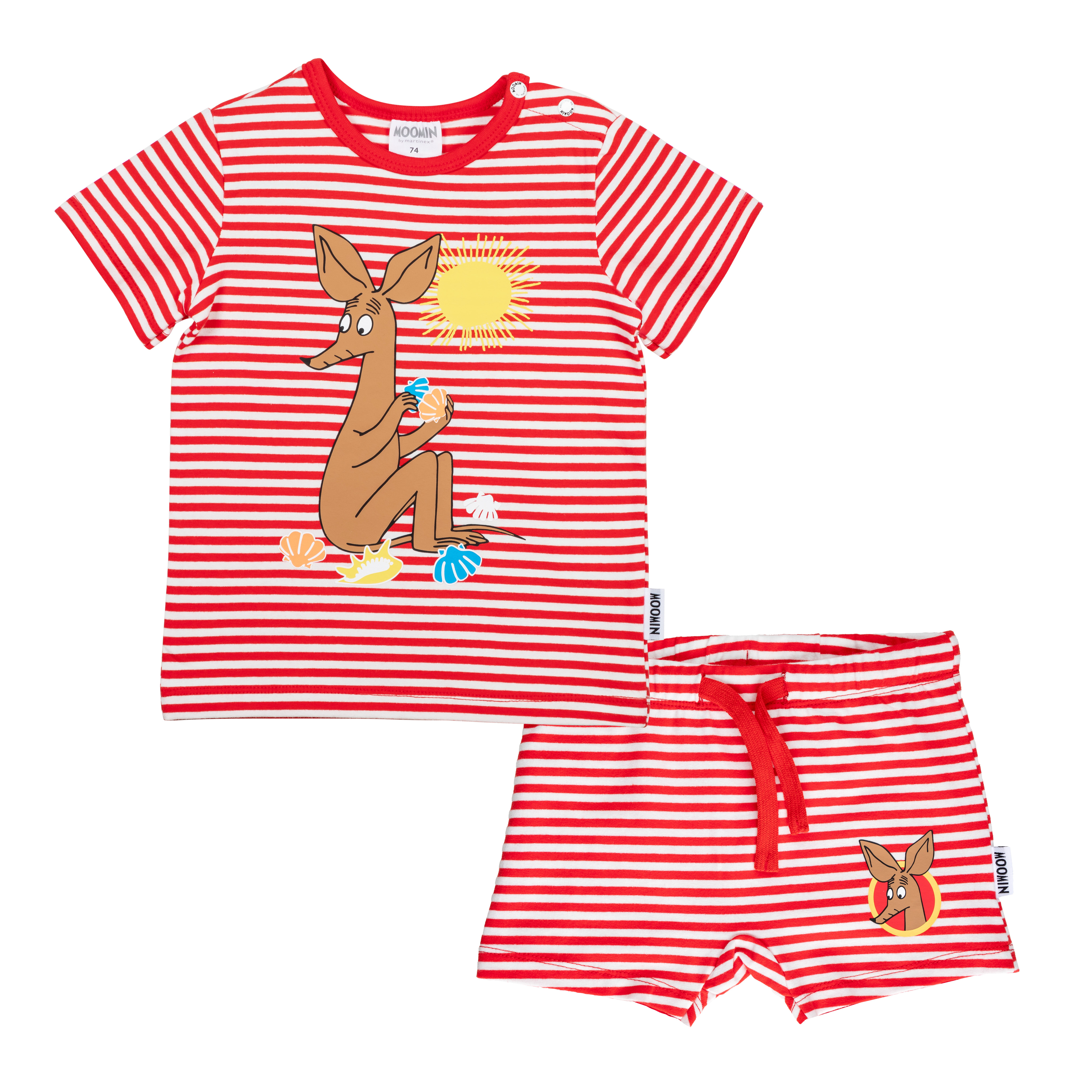 Mumin sniff shorts set röd