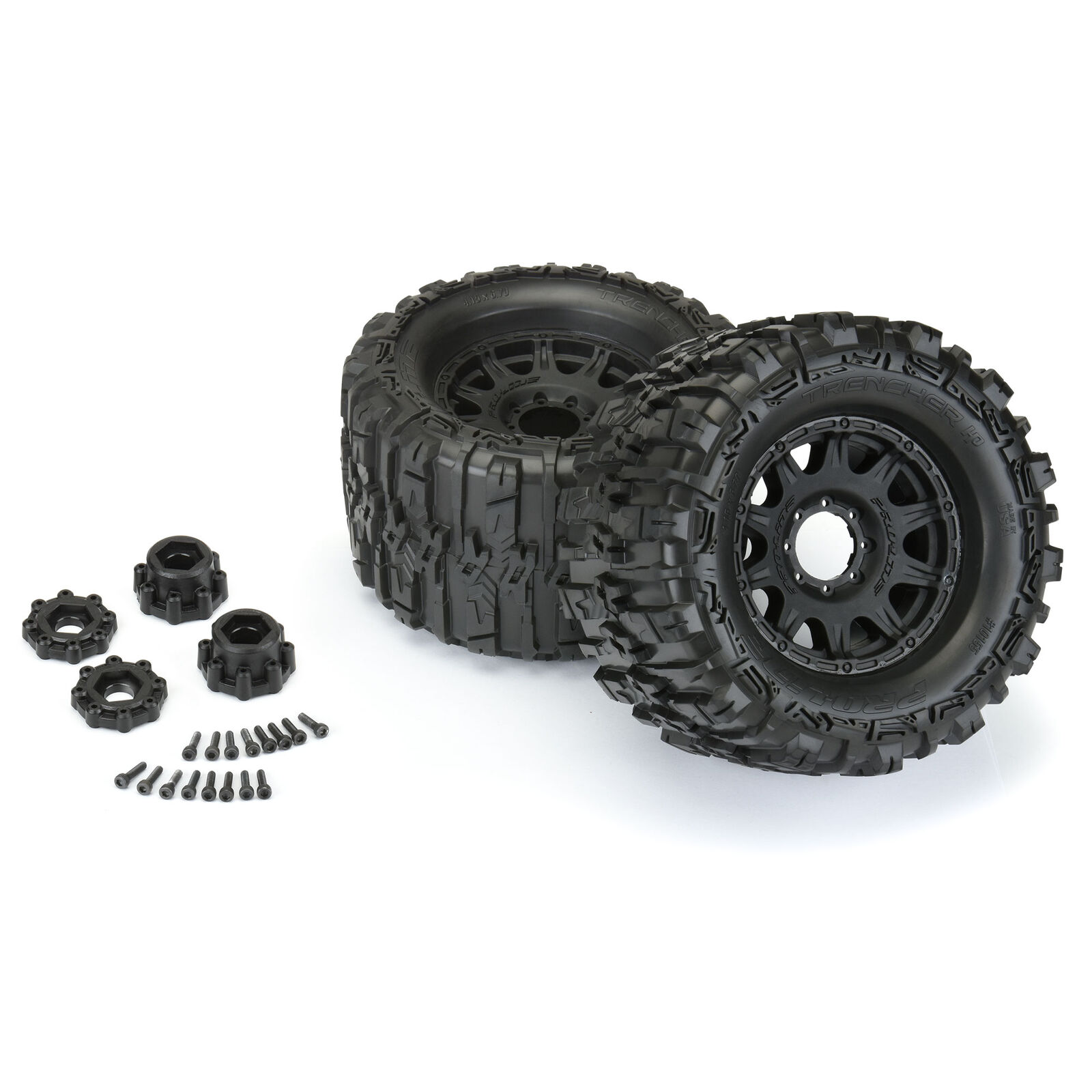 Pro-Line 1/8 Trencher HP BELTED F/R 3.8" MT Tires Mounted 17mm Black Raid (2) - 3