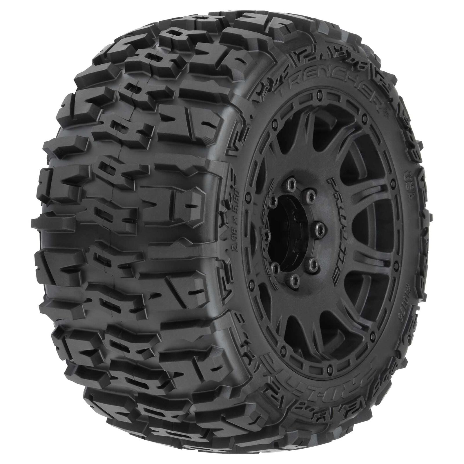 Pro-Line Trencher LP F/R 3.8" MT Tires Mounted 17mm Black Raid (2)