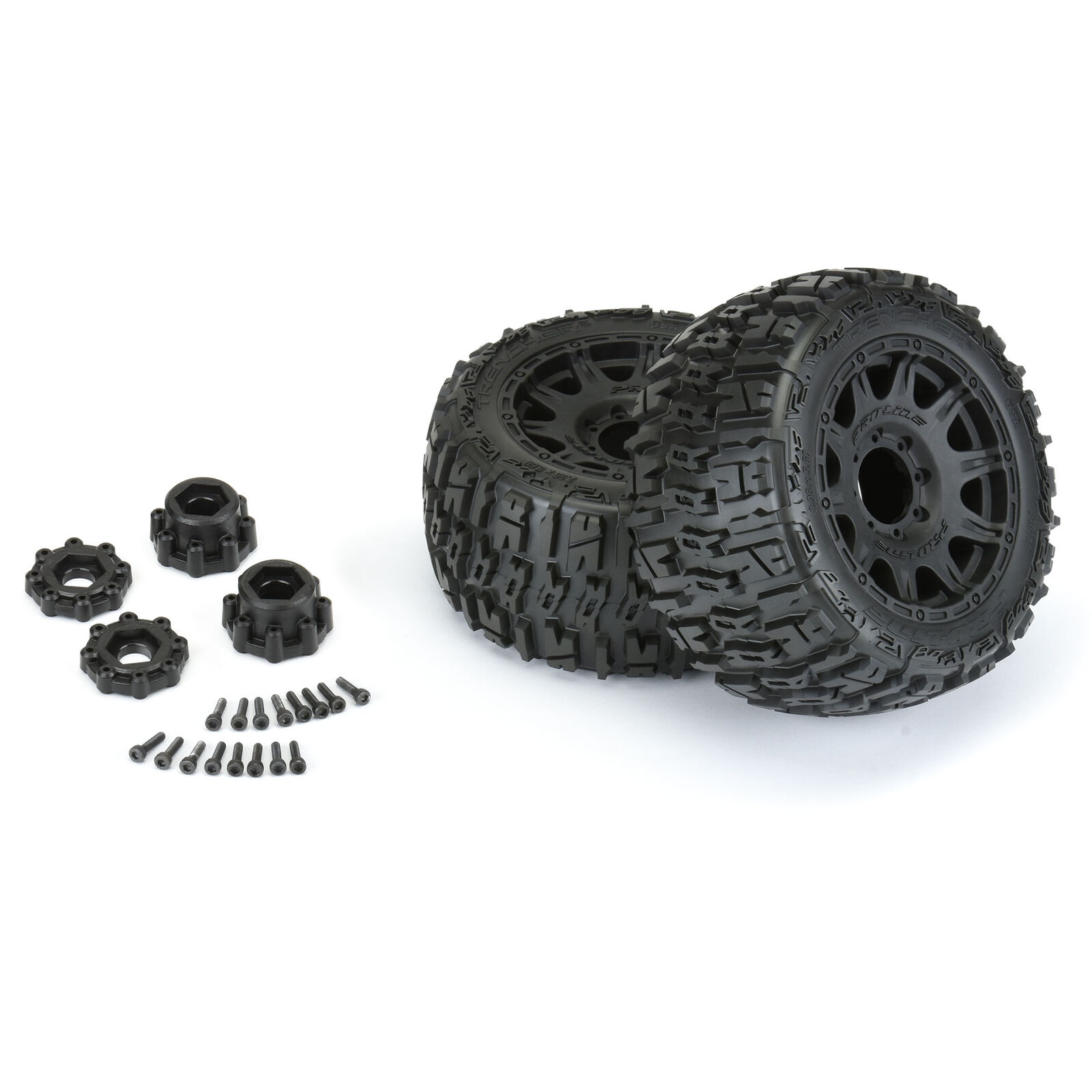 Pro-Line Trencher LP F/R 3.8" MT Tires Mounted 17mm Black Raid (2) - 4
