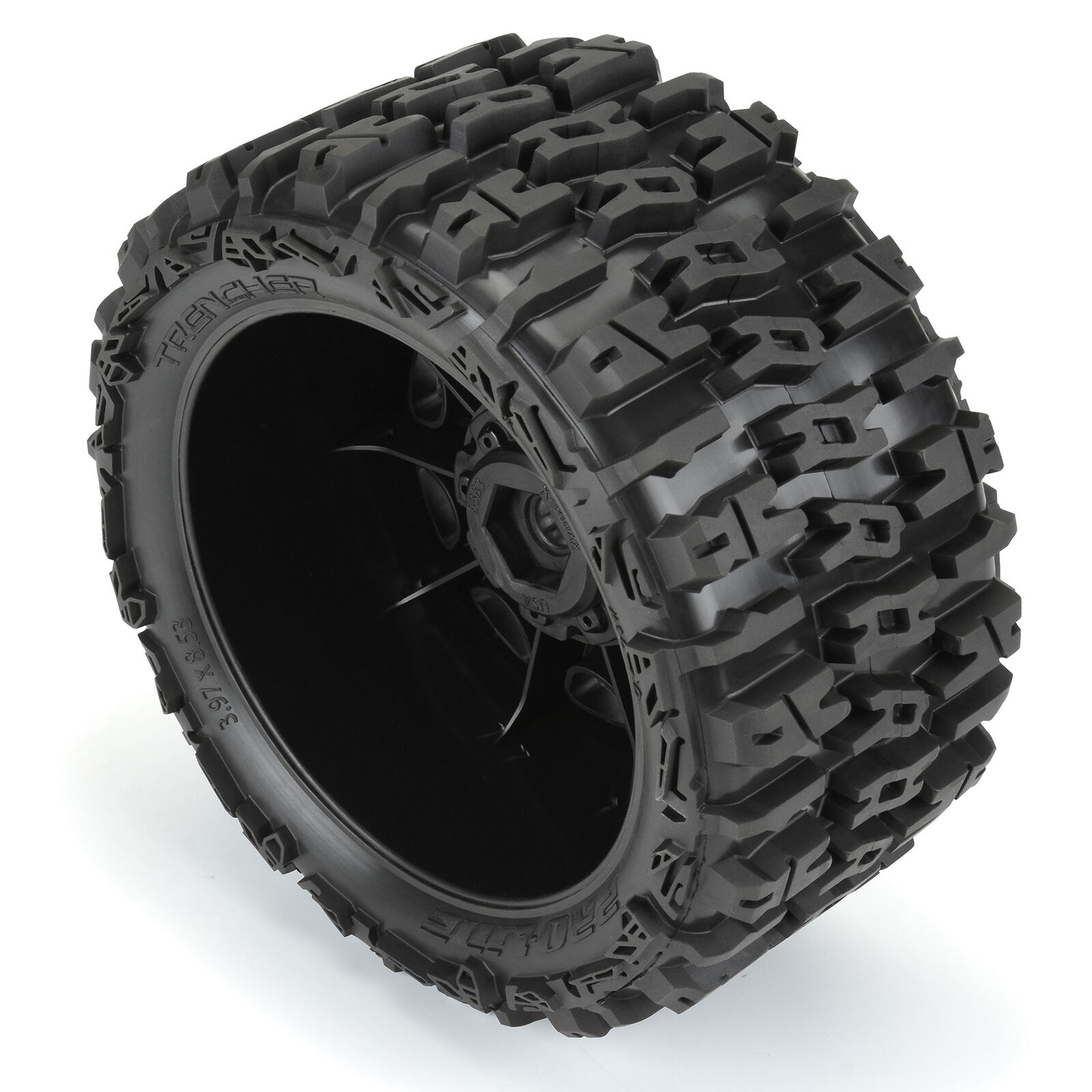 Pro-Line 1/6 Trencher F/R 5.7 Tires Mounted 24mm Black Raid 8x48 Hex (2) - 3