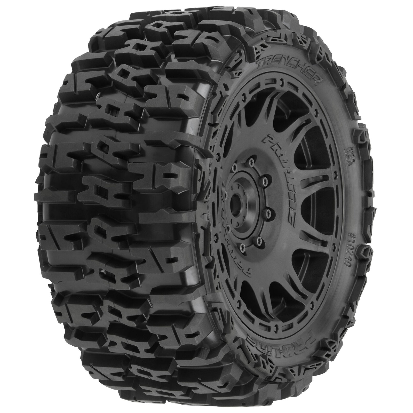 Pro-Line 1/6 Trencher F/R 5.7 Tires Mounted 24mm Black Raid 8x48 Hex (2)