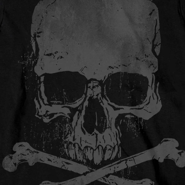 Jumbo Print Skull And Cross Bones Långärmad svart T-shirt. - 2