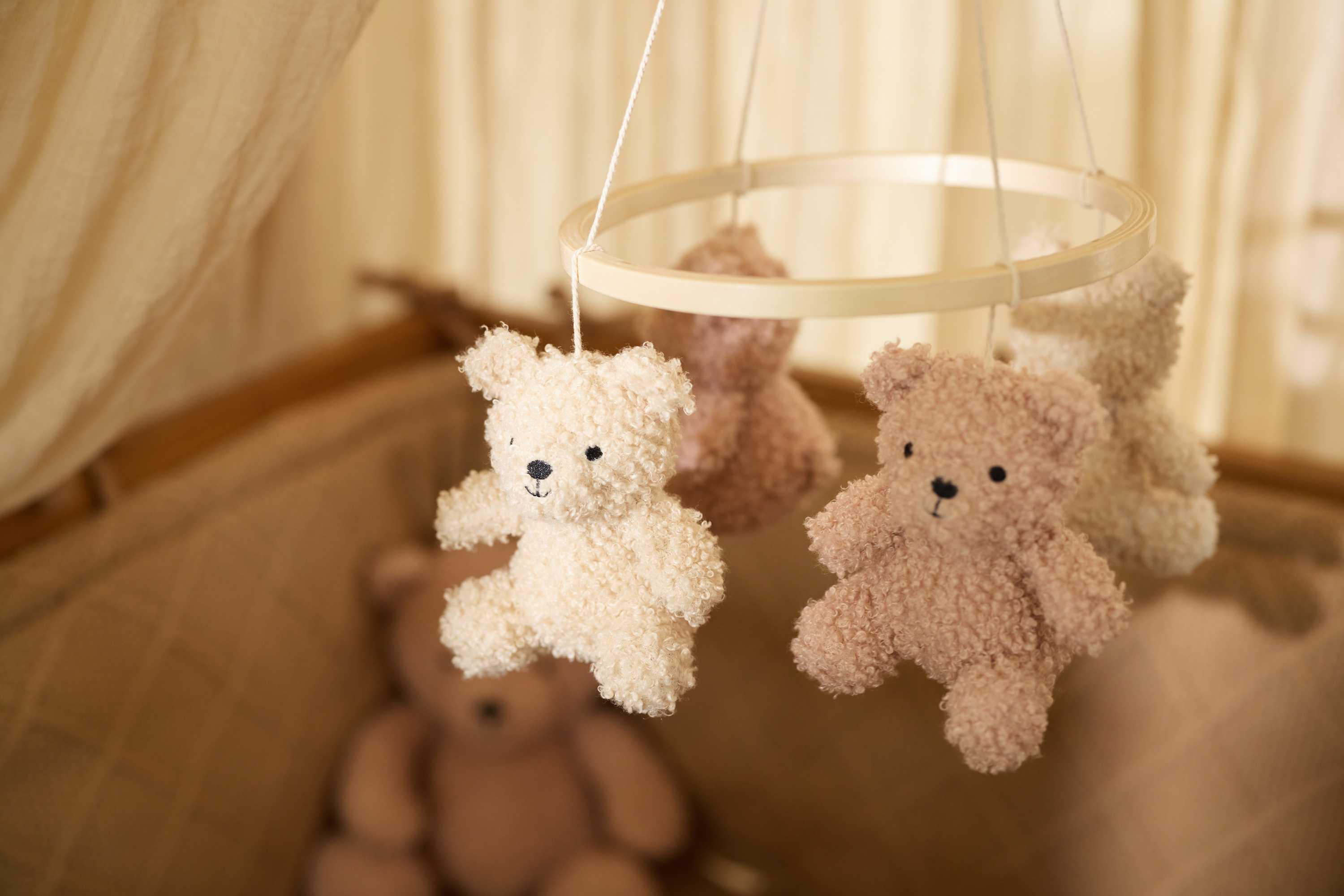 Jollein Sängmobil Teddy Bear Wild Rose/Naturel - 5