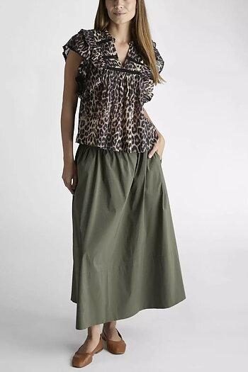 Neo Noir  - Yara Poplin Skirt Army