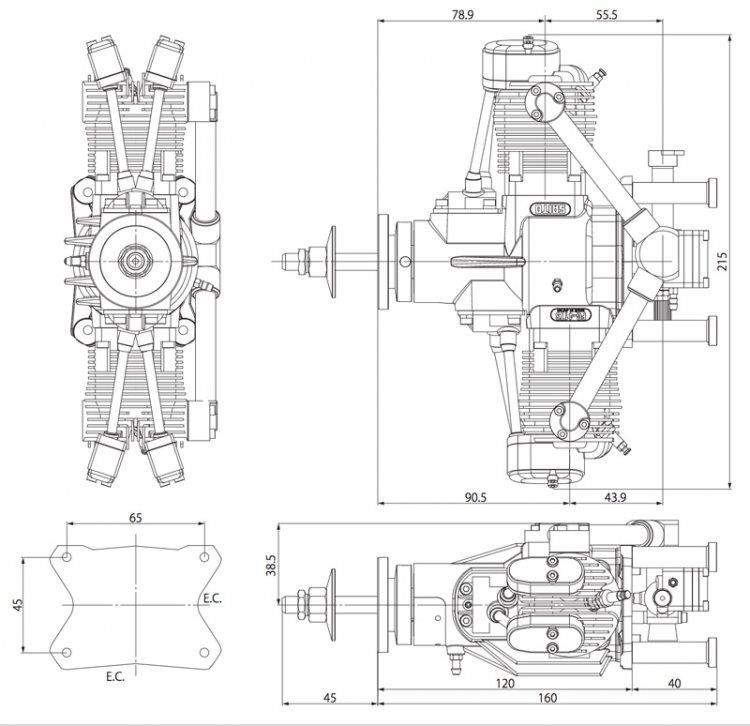 Saito FG-41TS 41cc 4-takts Twin Bensinmotor - 7