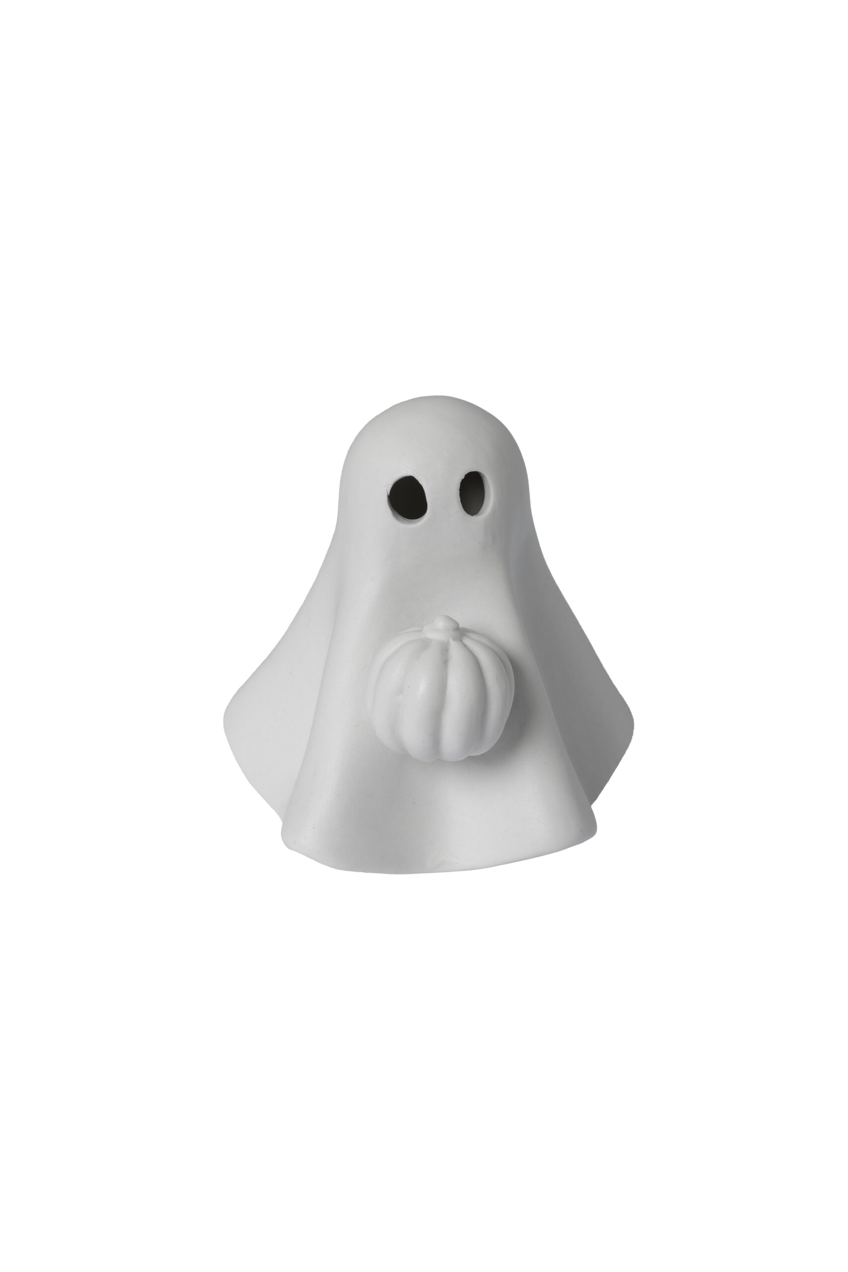 Sune - Spöke med pumpa - Vit - Keramik - Halloween - 7x8 cm - 3