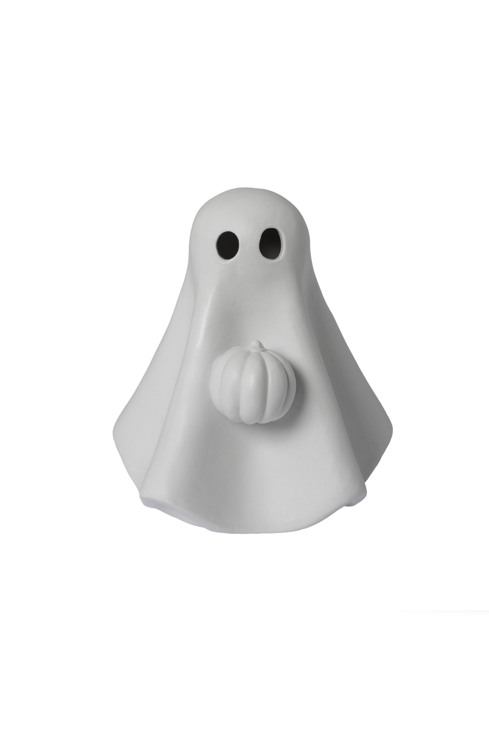 Sune - Ghost with pumpkin - White - Ceramic - Halloween - 11x13 cm - 4