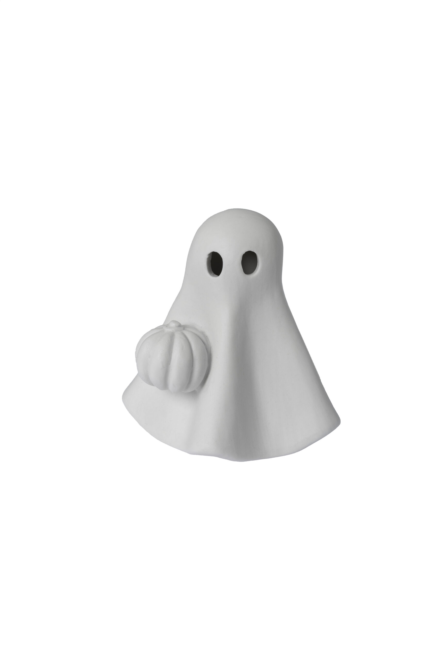 Sam - Ghost with pumpkin - White - Ceramic - Halloween - 7x8 cm - 3