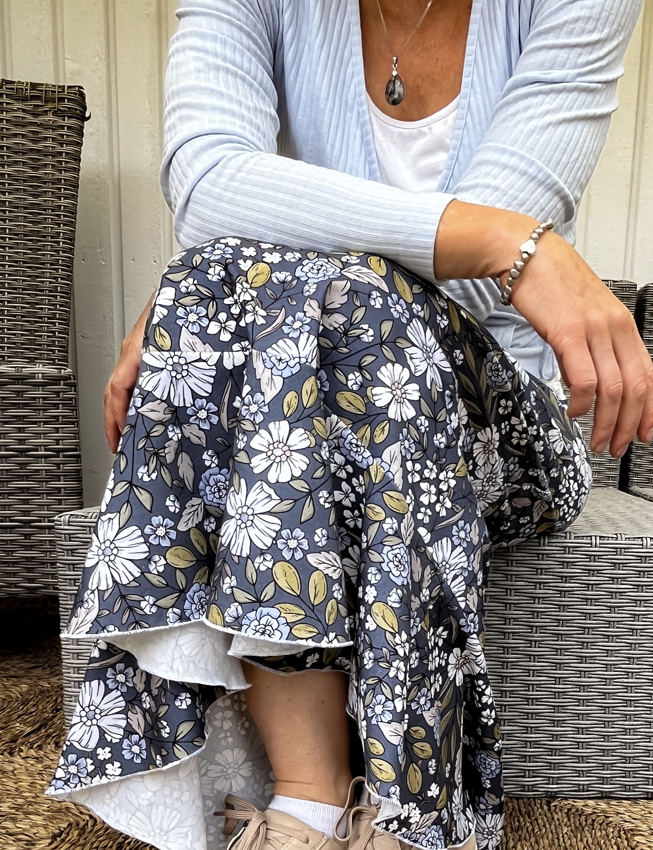 SLUTSÅLT! Jerseytyg ekologisk bomull,   "TRUE BLOSSOM",  metervara - 8