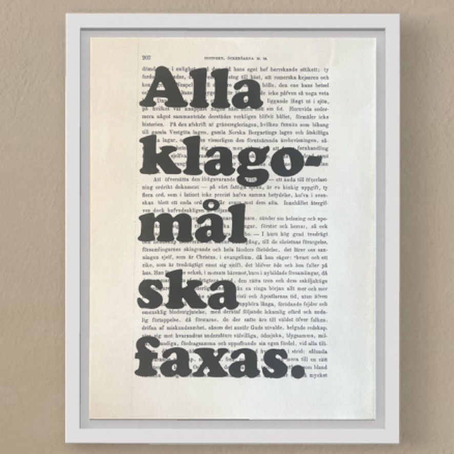 Tavla med texten Alla klagomål ska faxas