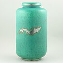 Wilhelm Kåge (Argenta 1935) Green Cylinder Vase with Fish Decor 28 cm