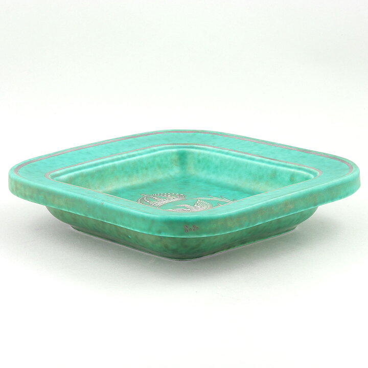 Wilhelm Kåge (Argenta 1932) Quadratic Bowl with Eagle Motif 21 cm