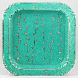 Wilhelm Kåge (Argenta 1959) Quadratic Bowl with Lily of the Vally Motif 29 cm