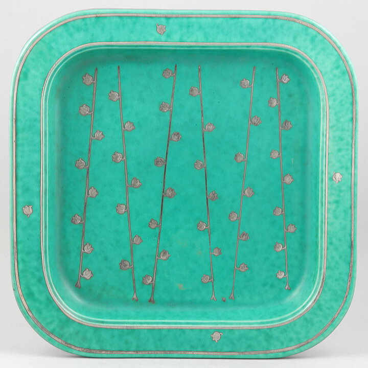 Wilhelm Kåge (Argenta 1959) Quadratic Bowl with Lily of the Vally Motif 29 cm