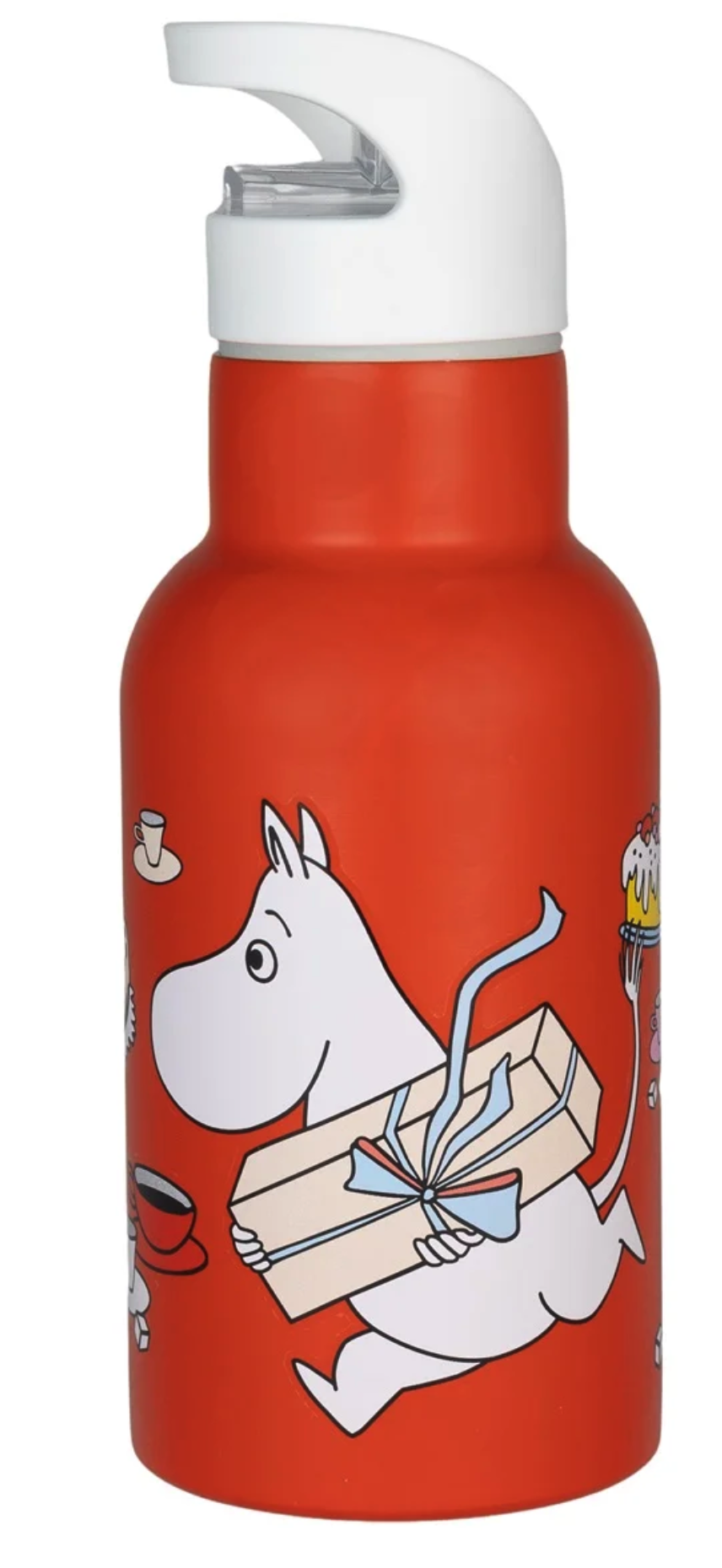 Rød vandflaske til børn med Mumin på