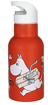 Rød vandflaske til børn med Mumin på