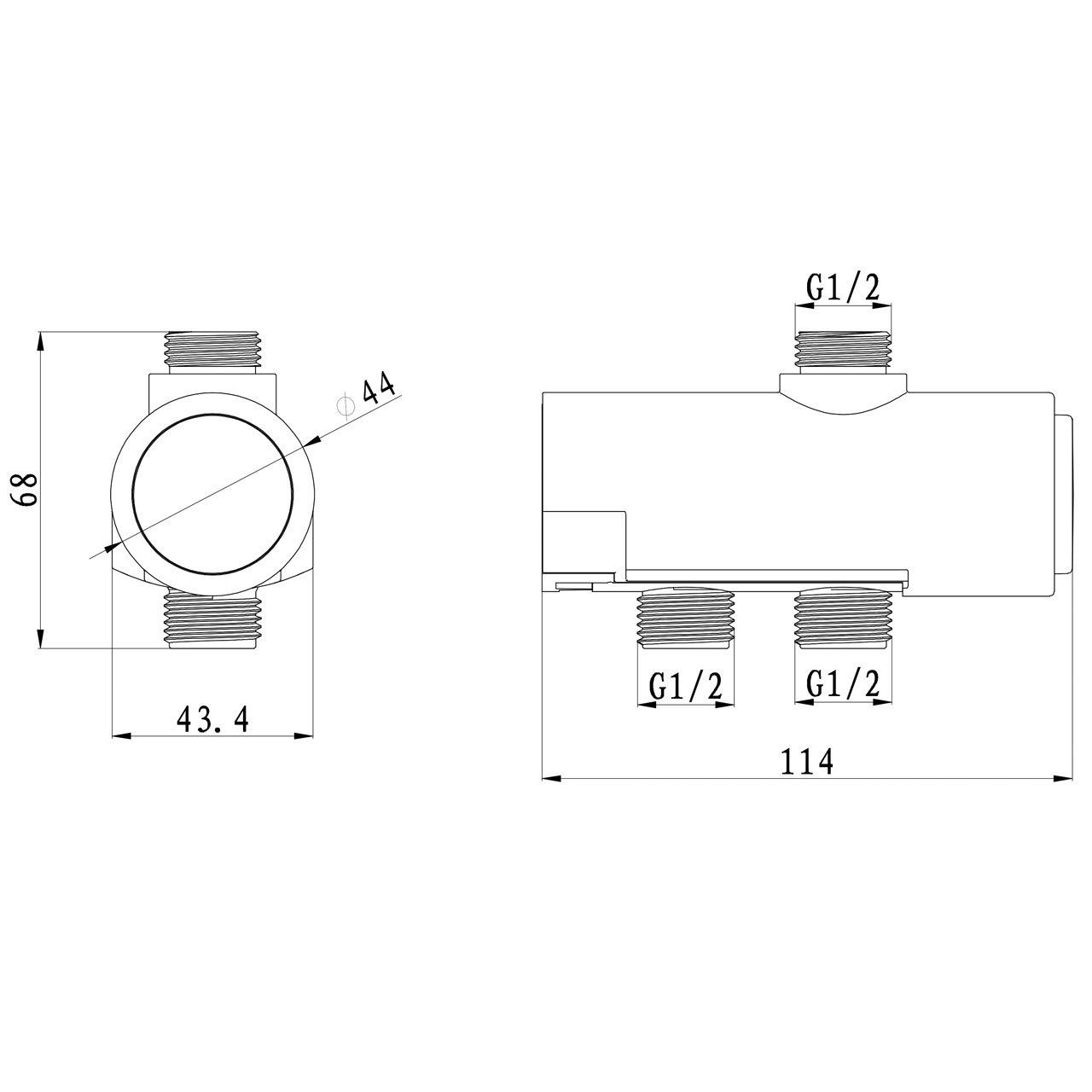 Diverter for shower rail with overhead shower (chrome) - 3