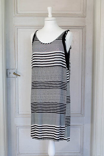 Pulz - PZNelly Short Dress Black White Stripe