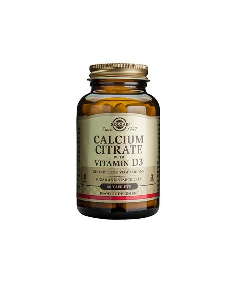 Calcium Citrate+Vitamin D3 400 IU (10 ug), 60 tabs Solgar