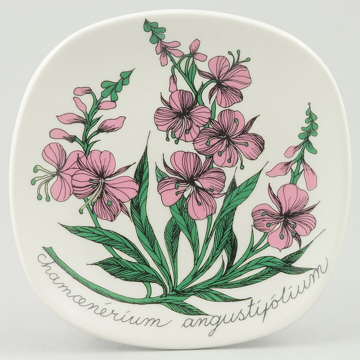エステリ・トムラ  Botanicaシリーズ  ピンクの花  陶板  Wall Plaque  1982年 13 cm (2) 
