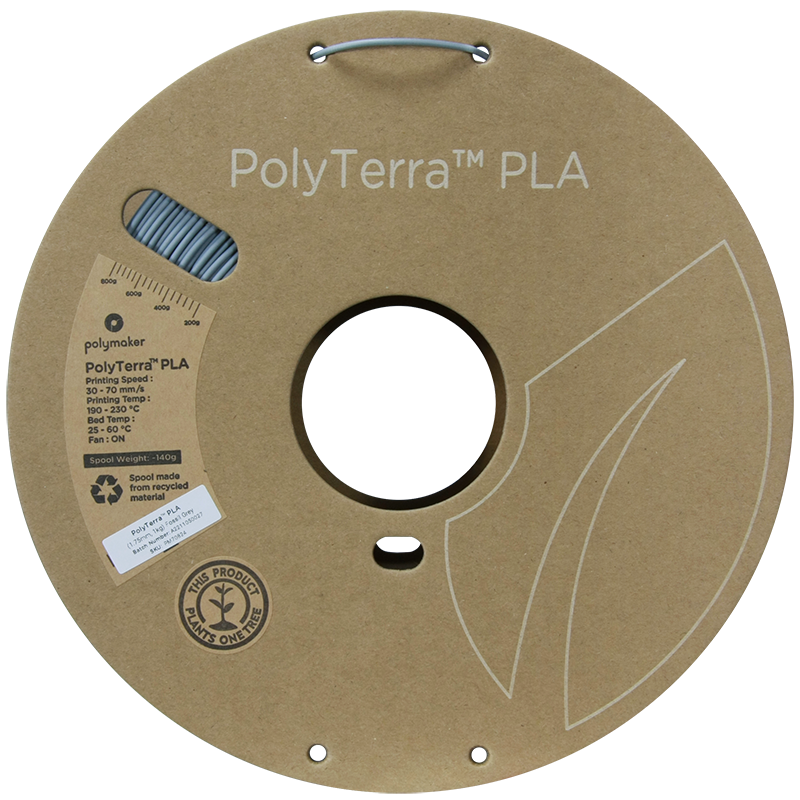 PolyTerra PLA Filament (1.75mm, 1Kg) - Fossil Grey