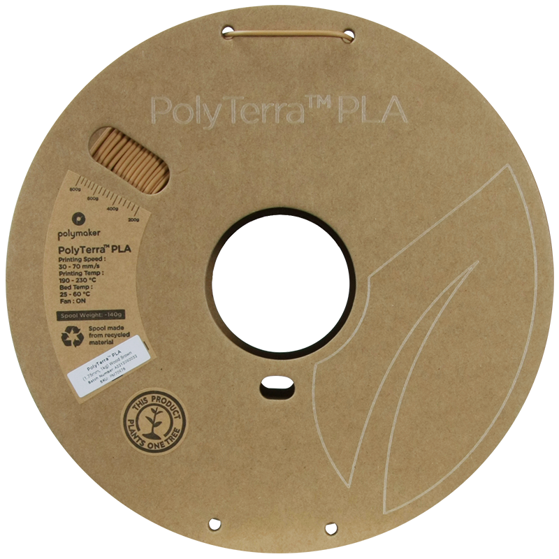 PolyTerra PLA Filament (1.75mm, 1Kg) - Wood Brown