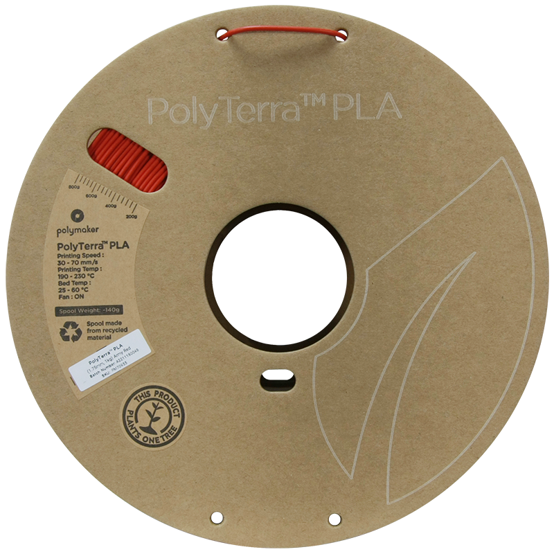 PolyTerra PLA Filament (1.75mm, 1Kg) - Army Red