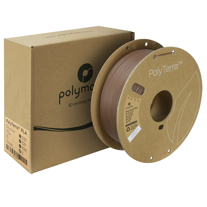 PolyTerra PLA Filament (1.75mm, 1Kg) - Army Brown - 2