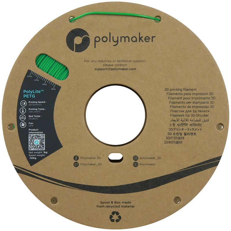 PolyLite PETG Filament (1.75mm, 1Kg) - Green