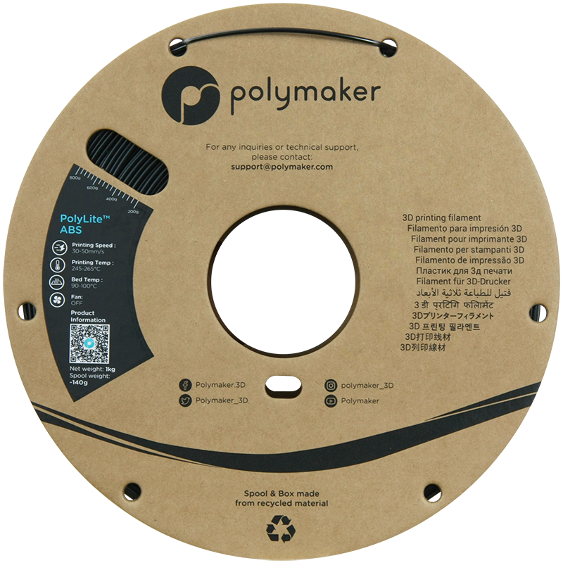 PolyLite ABS Filament (1.75mm, 1Kg) - Black