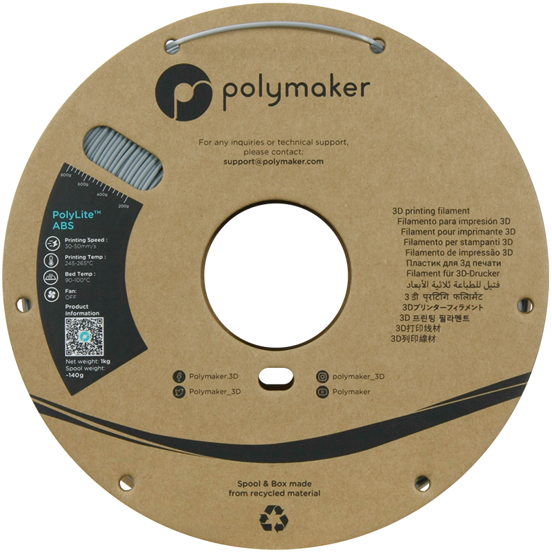 PolyLite ABS Filament (1.75mm, 1Kg) - Grey