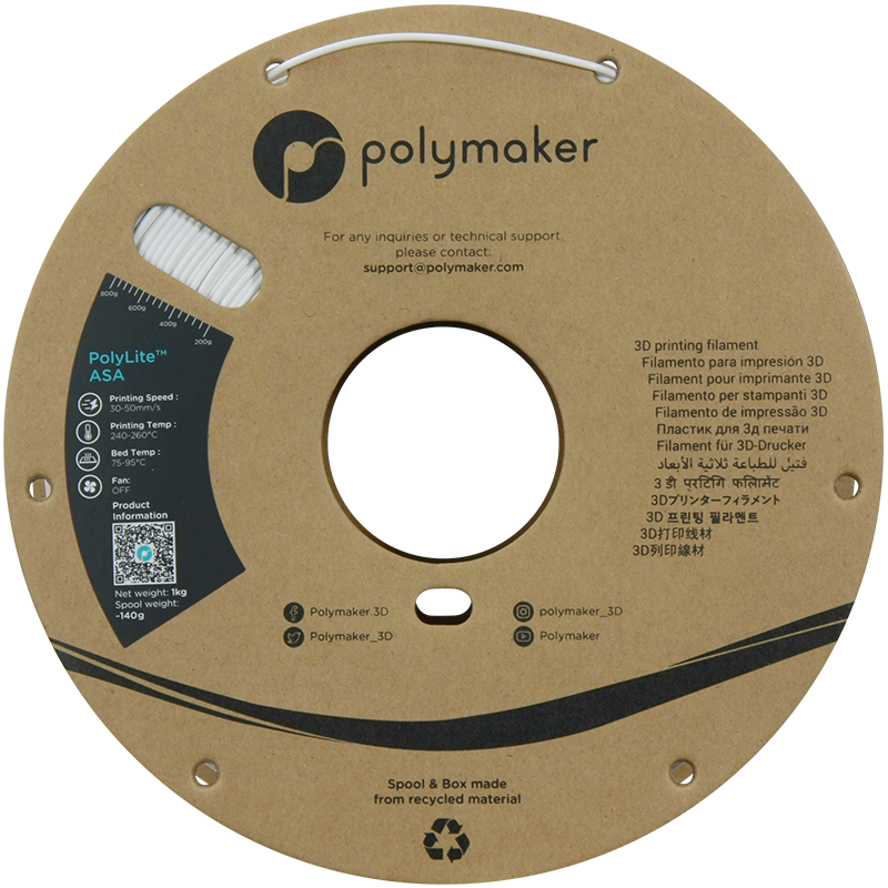 PolyLite ASA Filament (1.75mm, 1Kg) - White