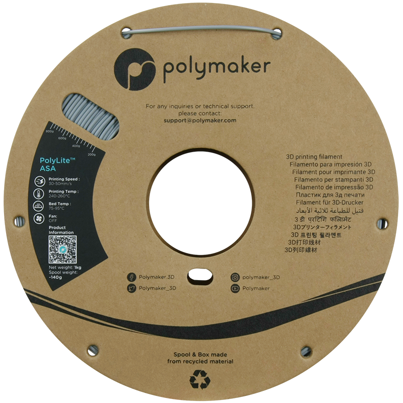 PolyLite ASA Filament (1.75mm, 1Kg) - Grey