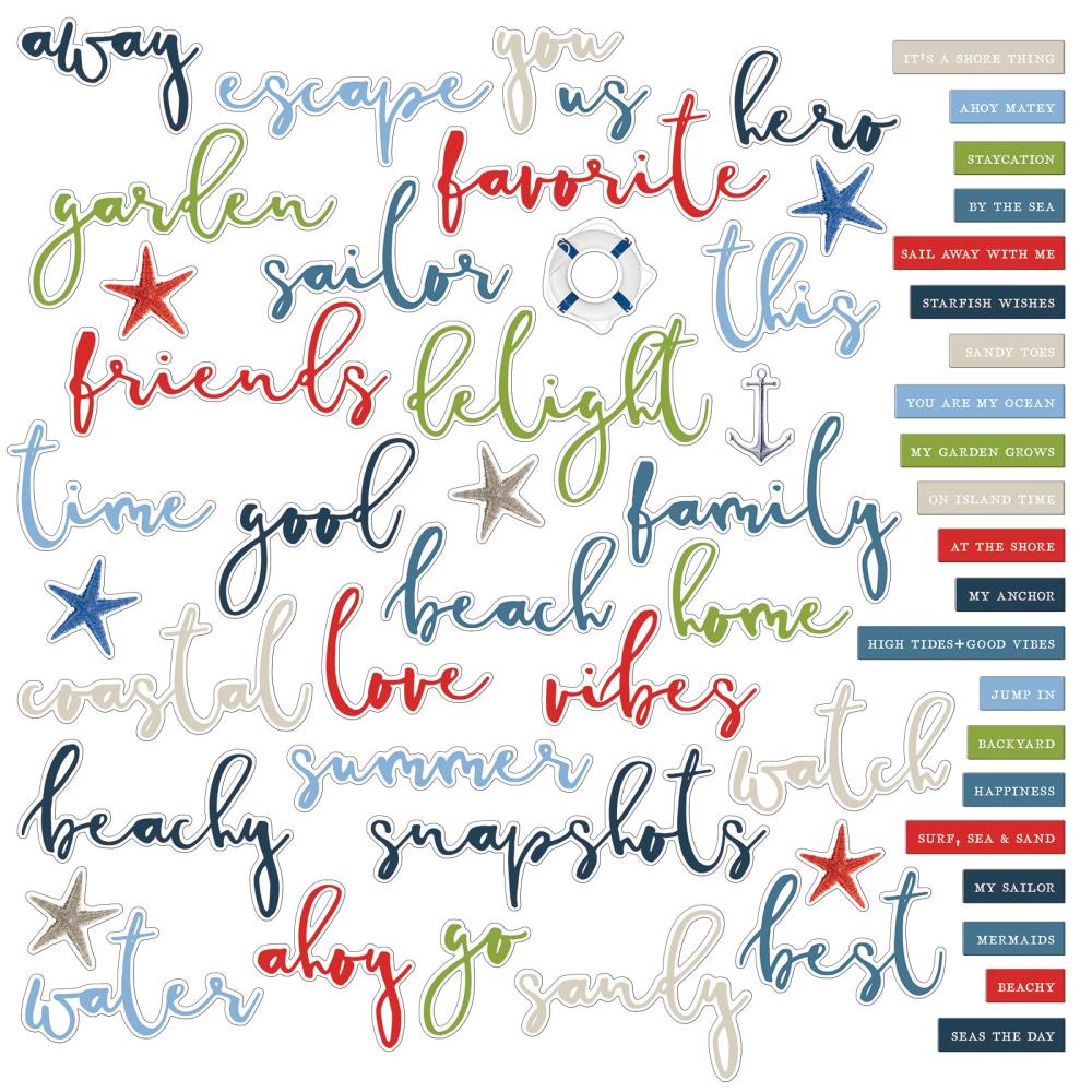49 And Market - Chipboard Set - Words, Summer Porch - 3