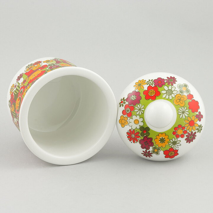 チューリ・グラムスタッド・オリヴァー  Folkloreシリーズ  丸い容器  カラフルな人モチーフ  16cm  1970年