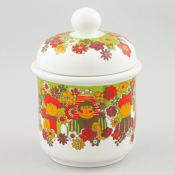 Turi Gramstad Oliver (Folklore 1970) Rounded Jar with Colorful People Motif 16 cm
