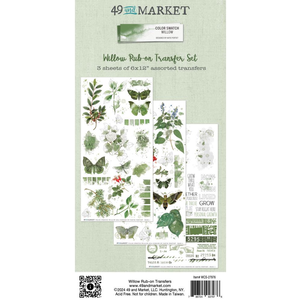 49 And Market - Rub-On Transfer Set - Color Swatch: Willow 