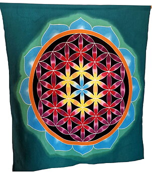 Väggbonad / Flagga, Handgjord Batik - Livets Blomma