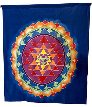 Väggbonad / Flagga, Handgjord Batik - Sri Yantra