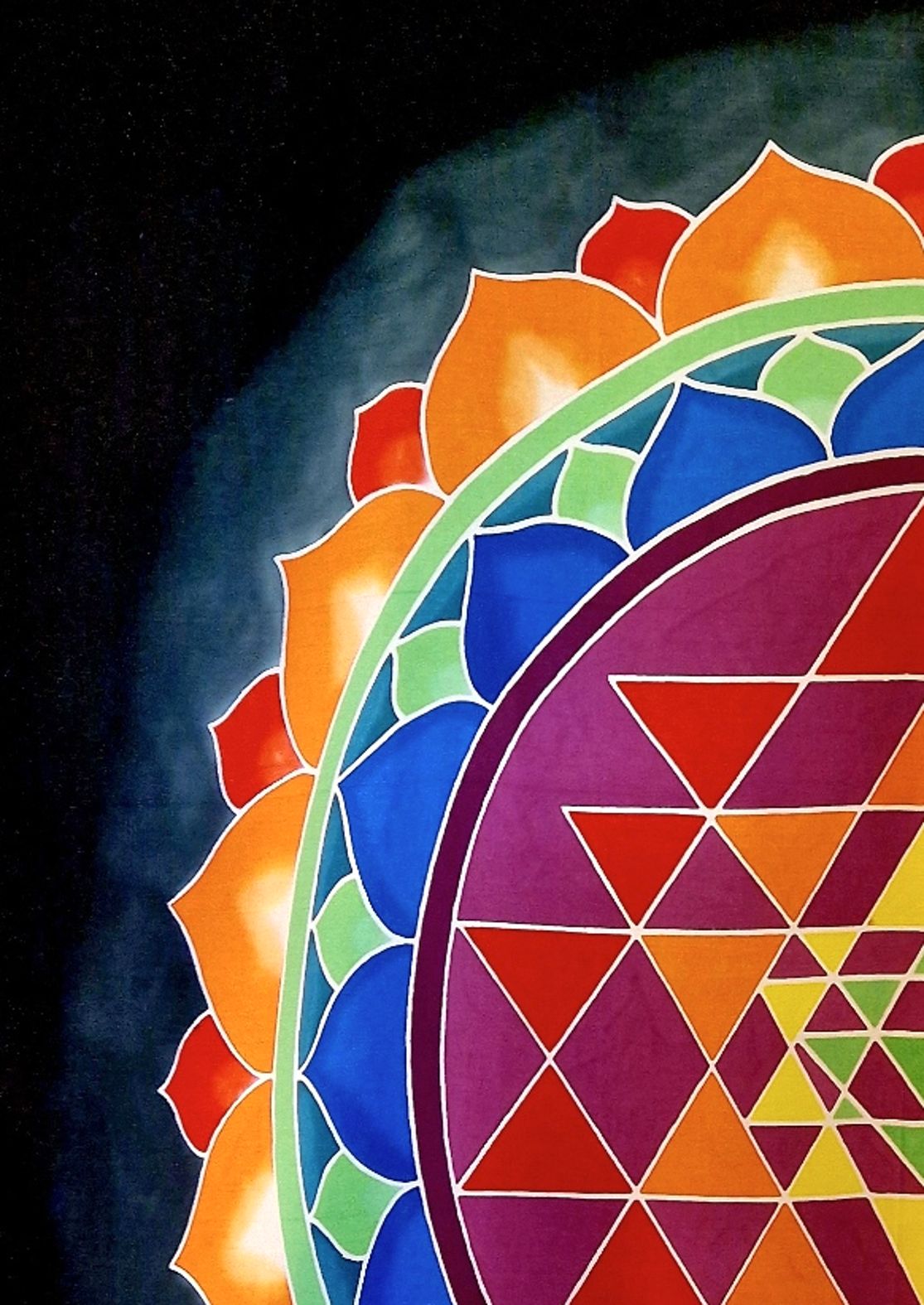 Väggbonad / Flagga, Handgjord Batik - Sri Yantra - 3