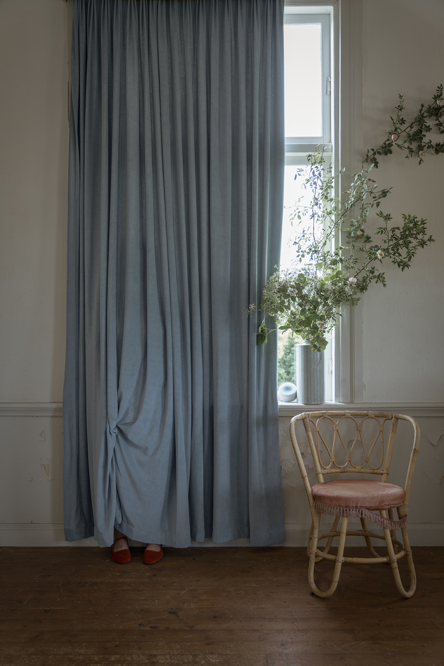 Gardin Velour Ljusblå Höjd 270 cm
