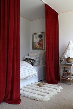 Gardin Velour Röd Höjd 270 cm